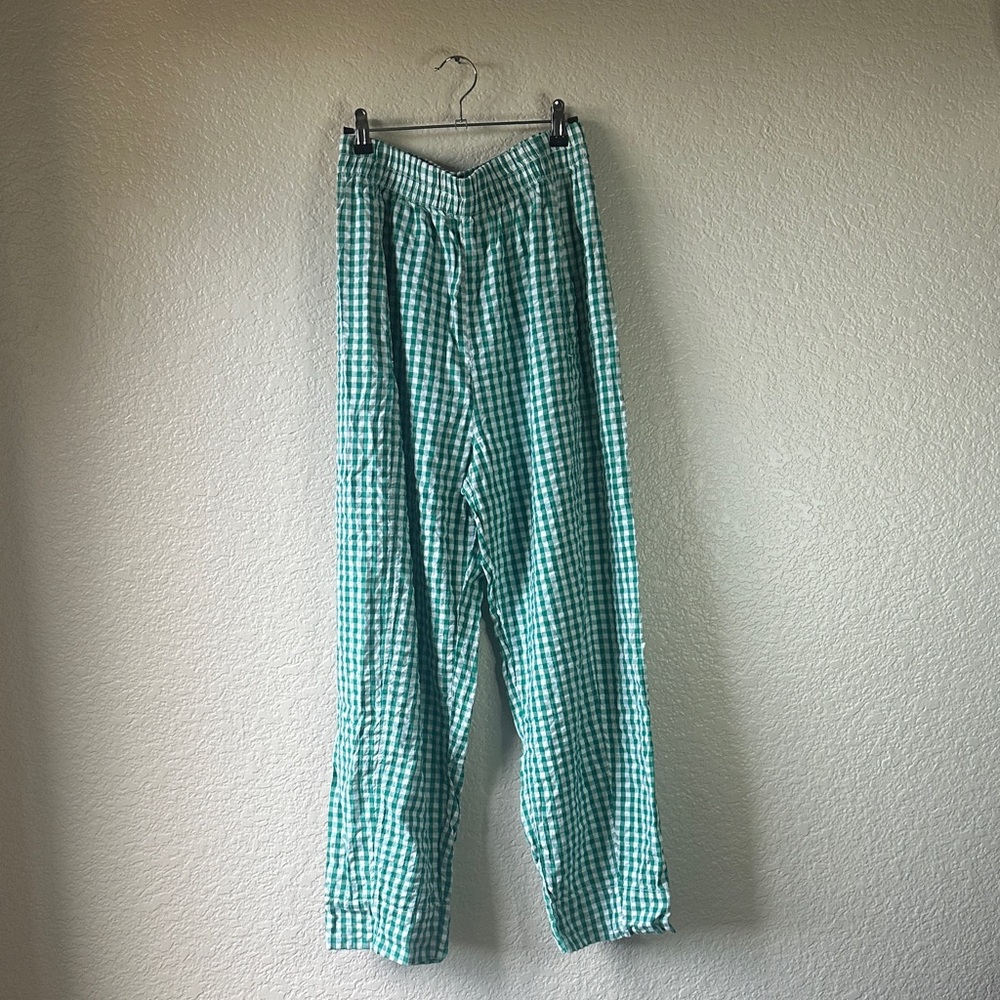 Free People Green Preppy Gingham Pants